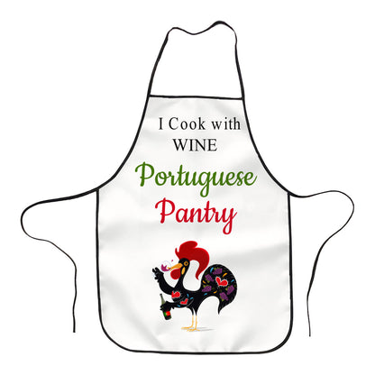 Red Rooster Drinking Wine Apron