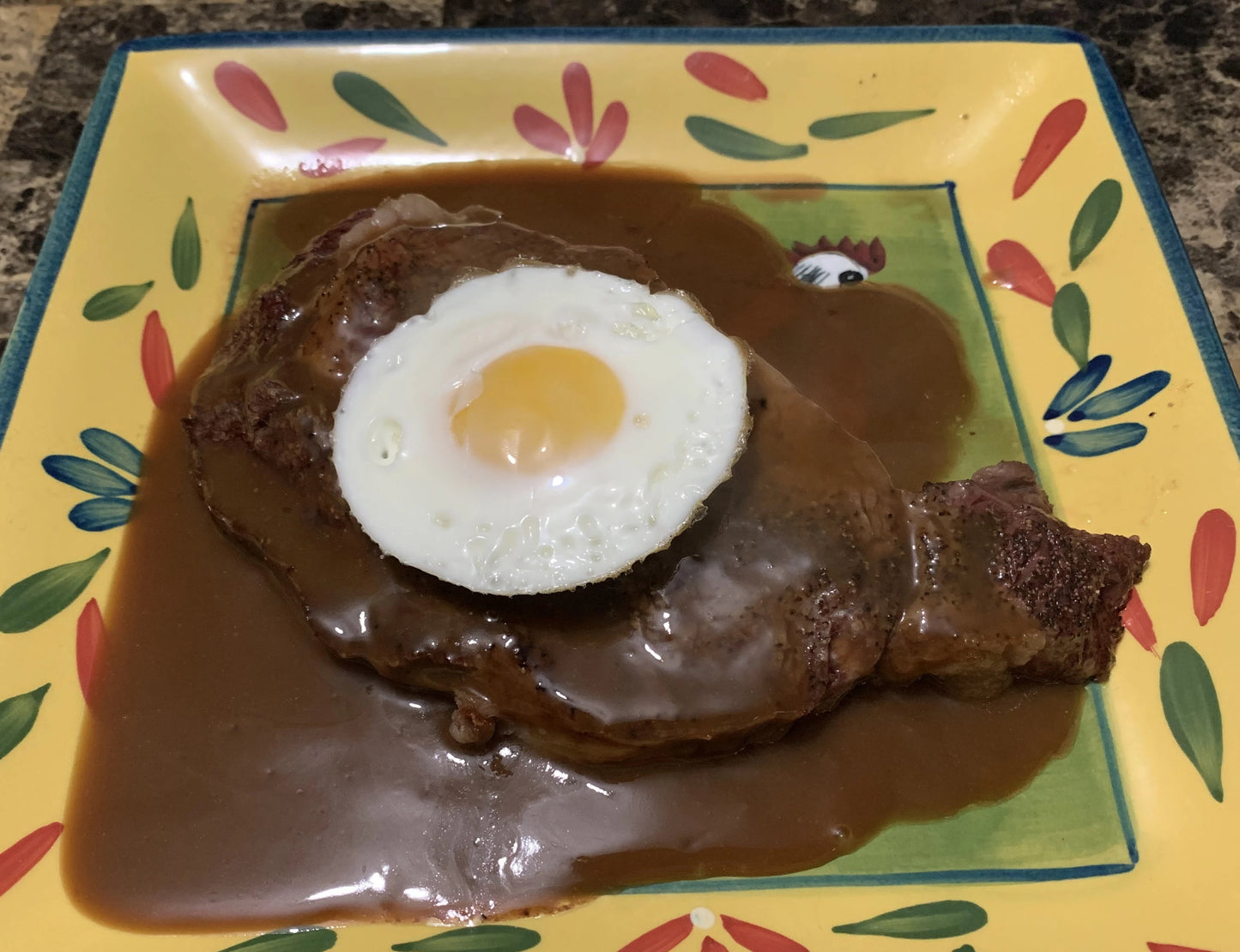Portuguese Steak and egg with Brown Gravy